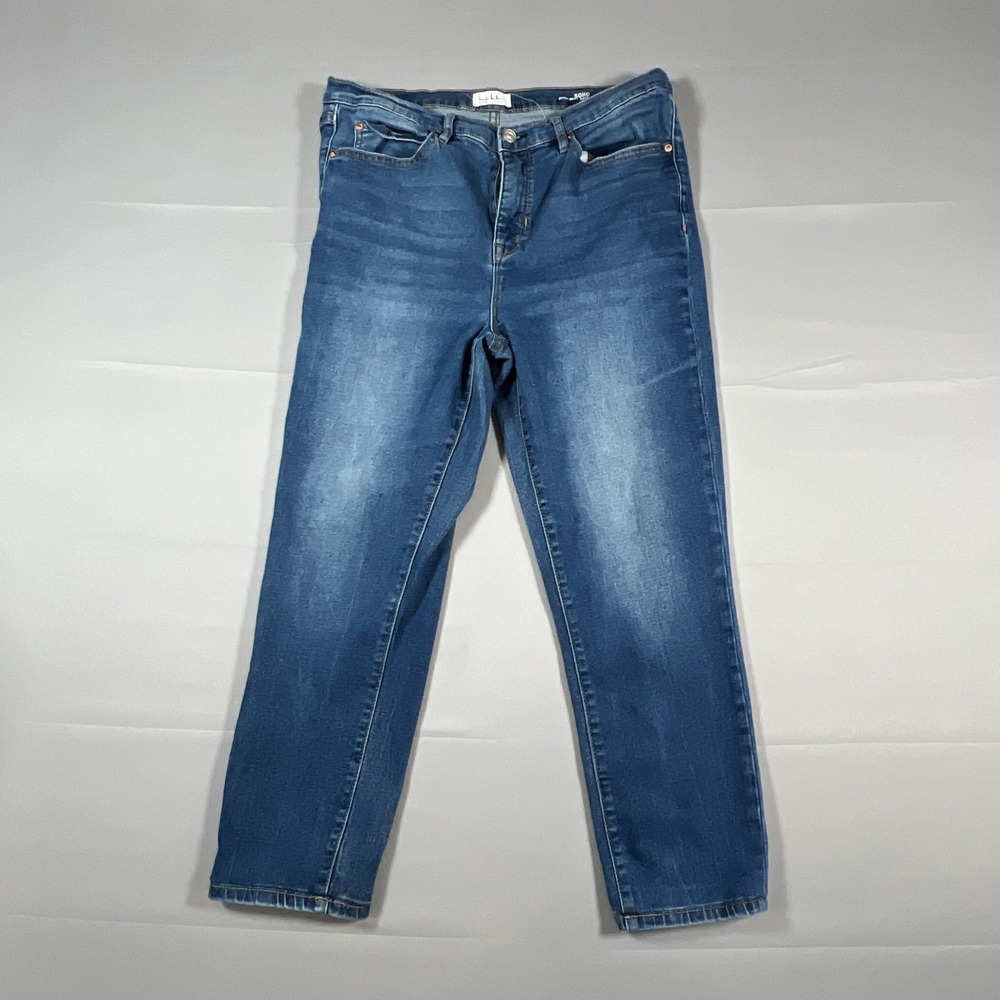Nicole Miller Soho Crop Jeans Womens 10 Blue Denim Cotton High Rise Skinny Leg